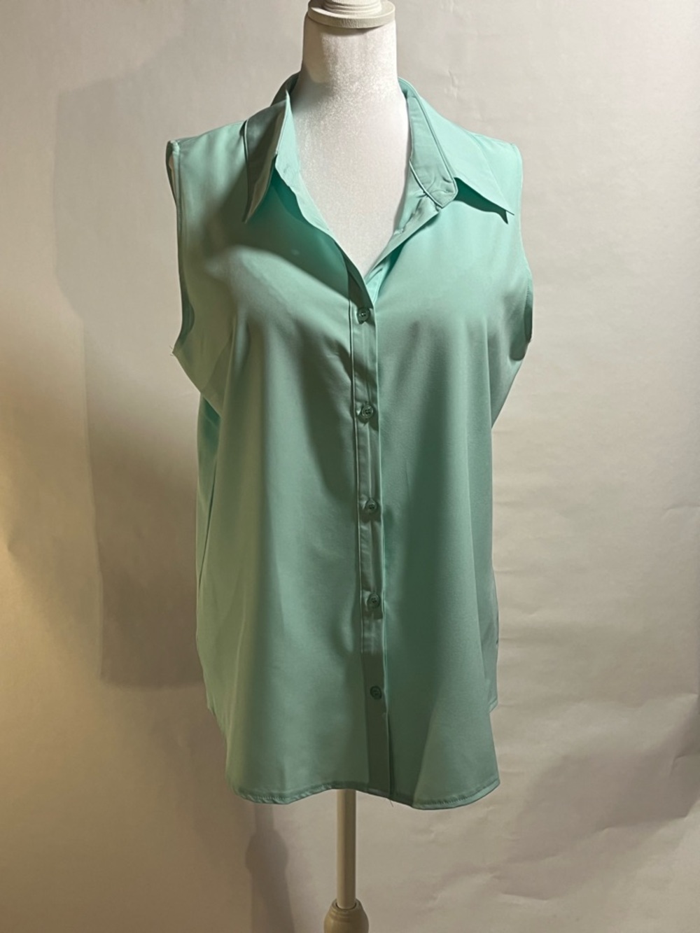 Atulewhi Sleeveless Mint Button-Front Blouse